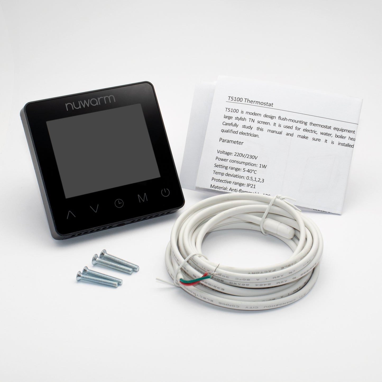 Nuwarm Programmable Thermostat - Black
