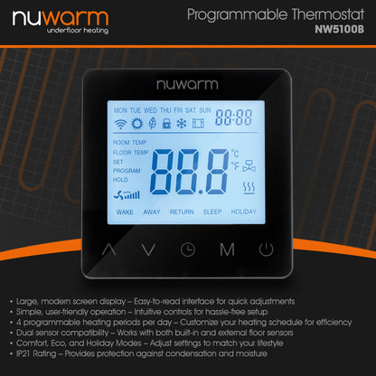 Nuwarm Programmable Thermostat - Black