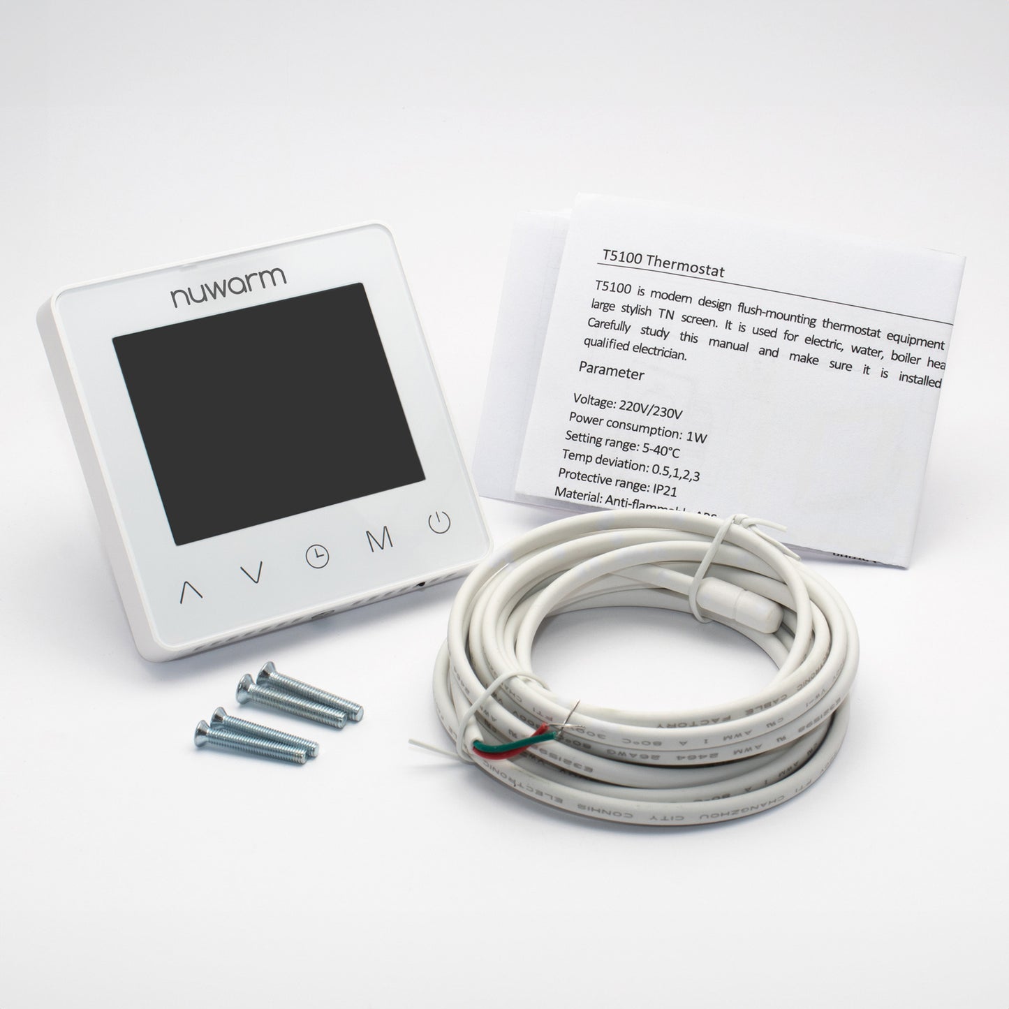 Nuwarm Programmable Thermostat - White