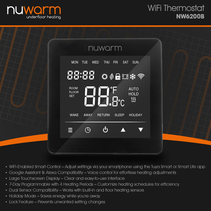 Nuwarm Smart WiFi Thermostat - Black