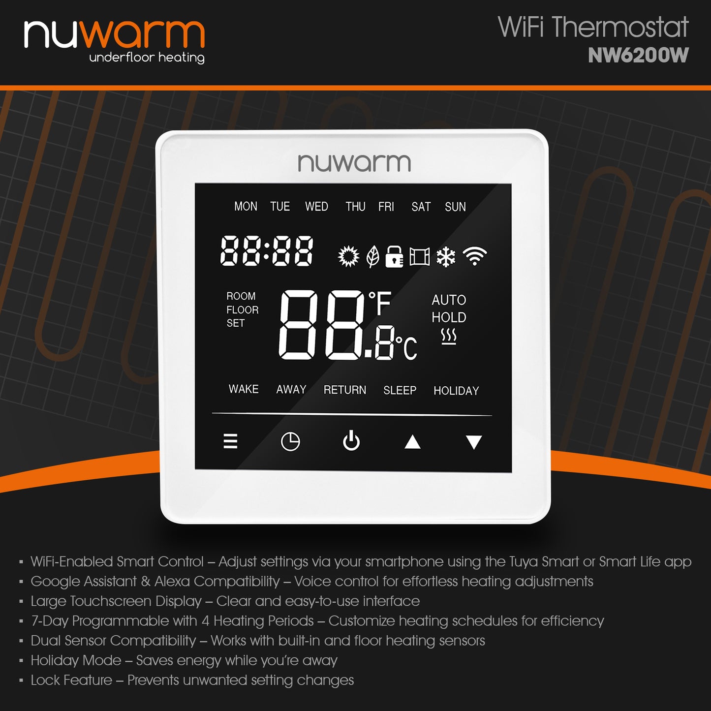 Nuwarm Smart WiFi Thermostat - White